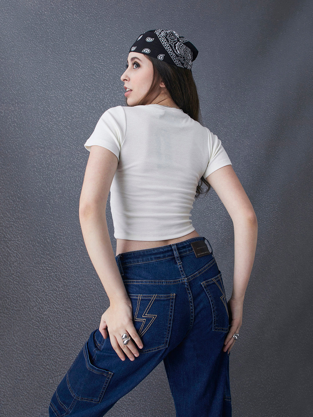 Women Premium Cotton Ribbed Slim Fit White Crop Top