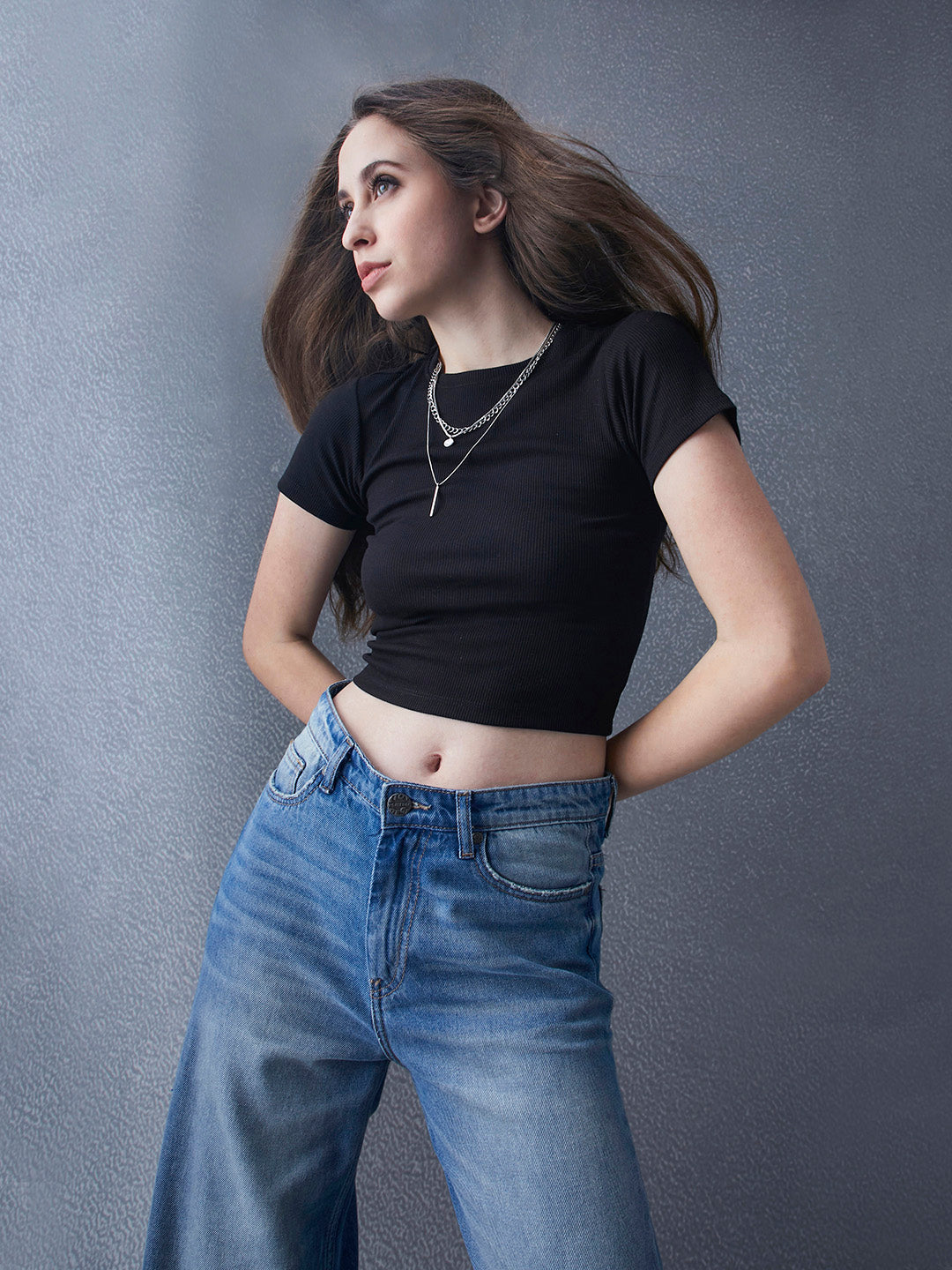 Women Premium Cotton Ribbed Slim Fit Black Crop Top