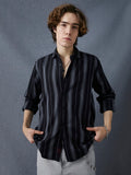 Men Relax Fit Premium Cotton Black And Grey Vertical Striped Casual Shirt