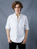 Men Relaxed Fit Pace Fine Textured Premium Cotton Solid White Shirt