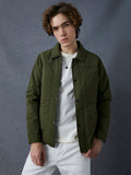 Men Regular Fit Premium Front Pocket Full Zip Olive Jacket