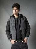 Men Regular Fit Solid Grey Sleeveless Hoodie Jacket