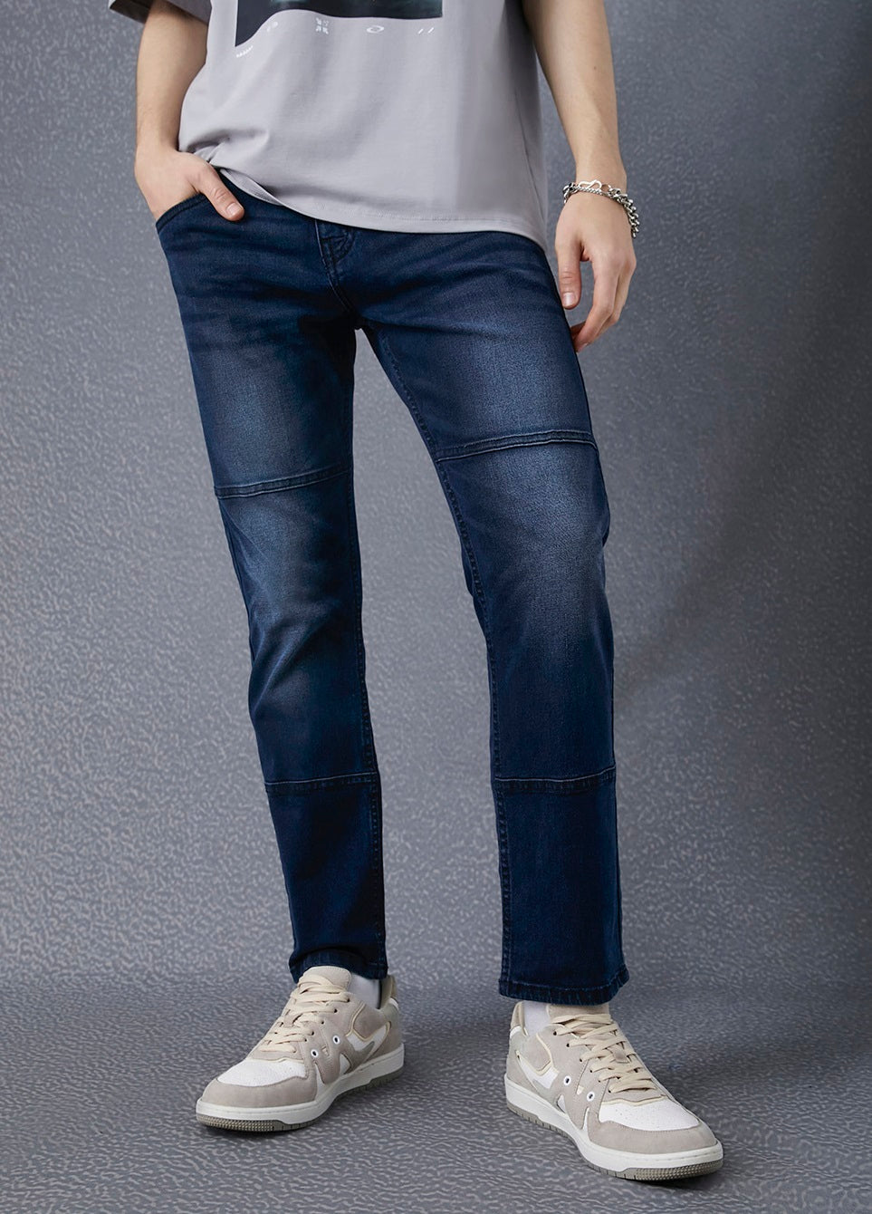 Men Slim Fit Cotton Stretch Dark Indigo Jeans