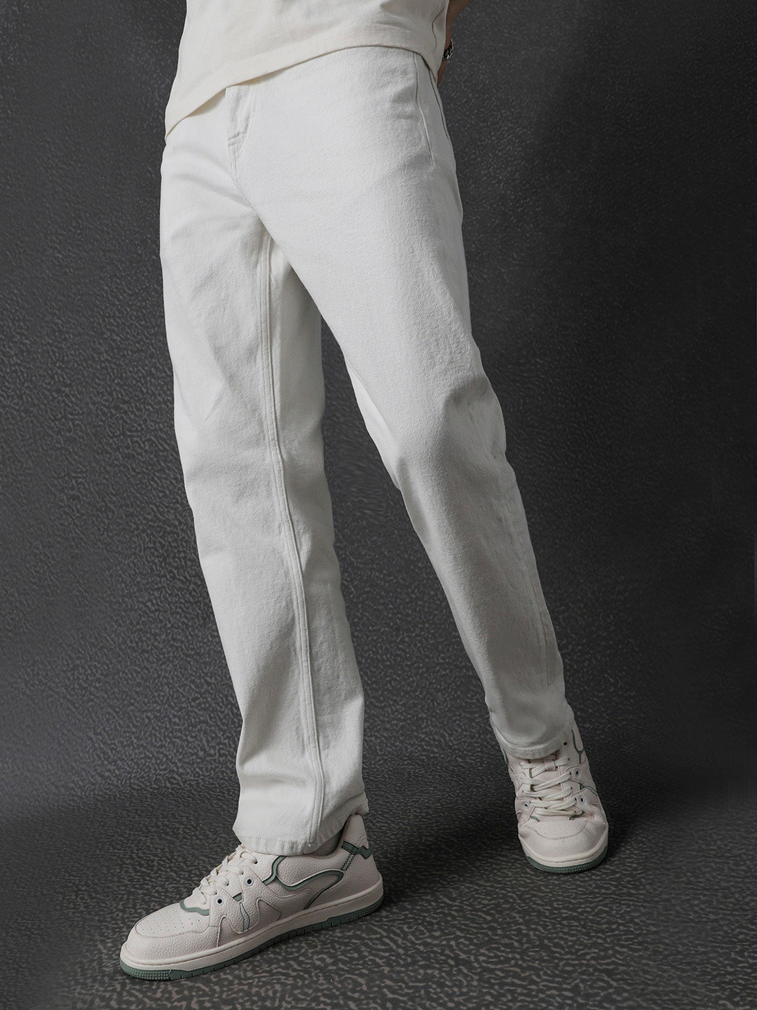 Men Premium High Stretch Straight Fit White Jeans