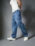 Men Premium Cototn Stretch Indigo Loose Fit Stylised Pocket Denim Cargo