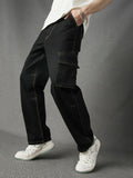 Men Premium Cototn Stretch Relax Fit Stylised Pocket Contrast Thread Denim Cargo