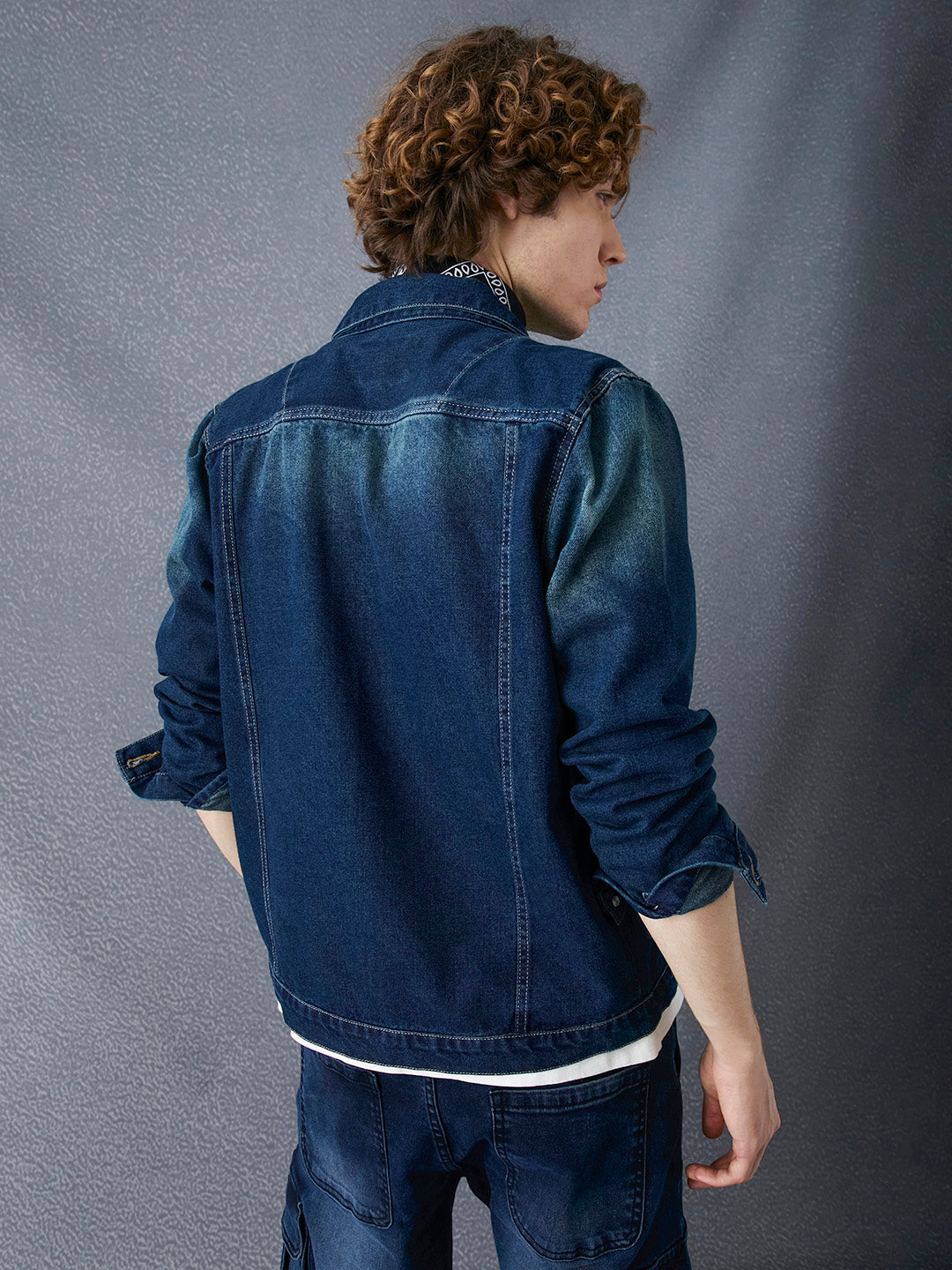 Men Regular Fit Premium Dark Indigo Trucker Jacket