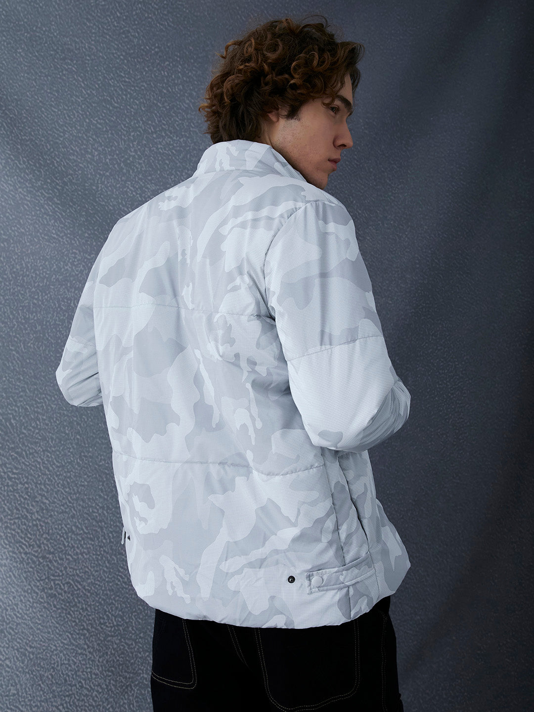 Men Premium Regular Fit Printed Full Sleeve White Jacket