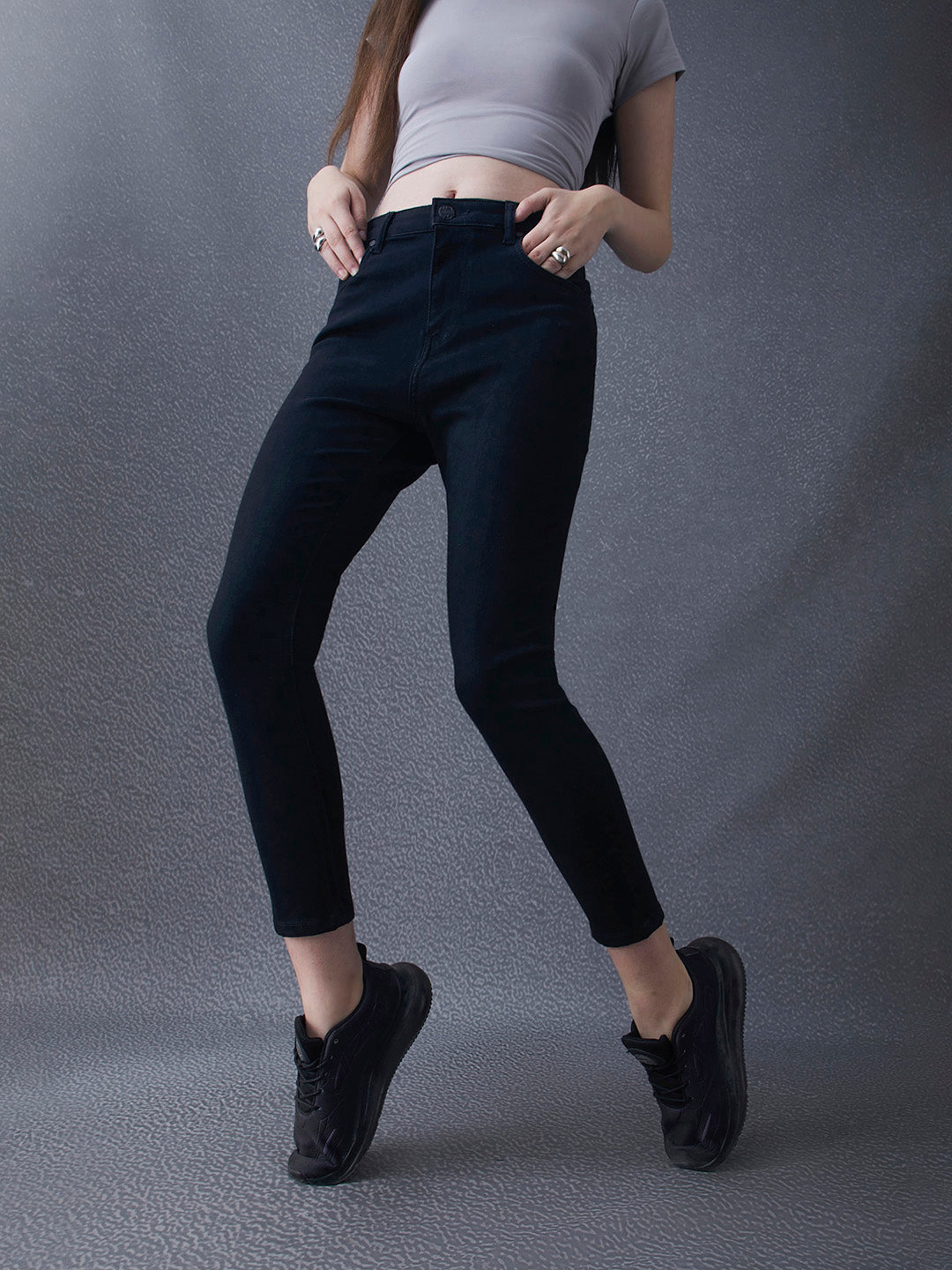 Women Premium Super Skinny Fit High Stretch Solid Black Jeans