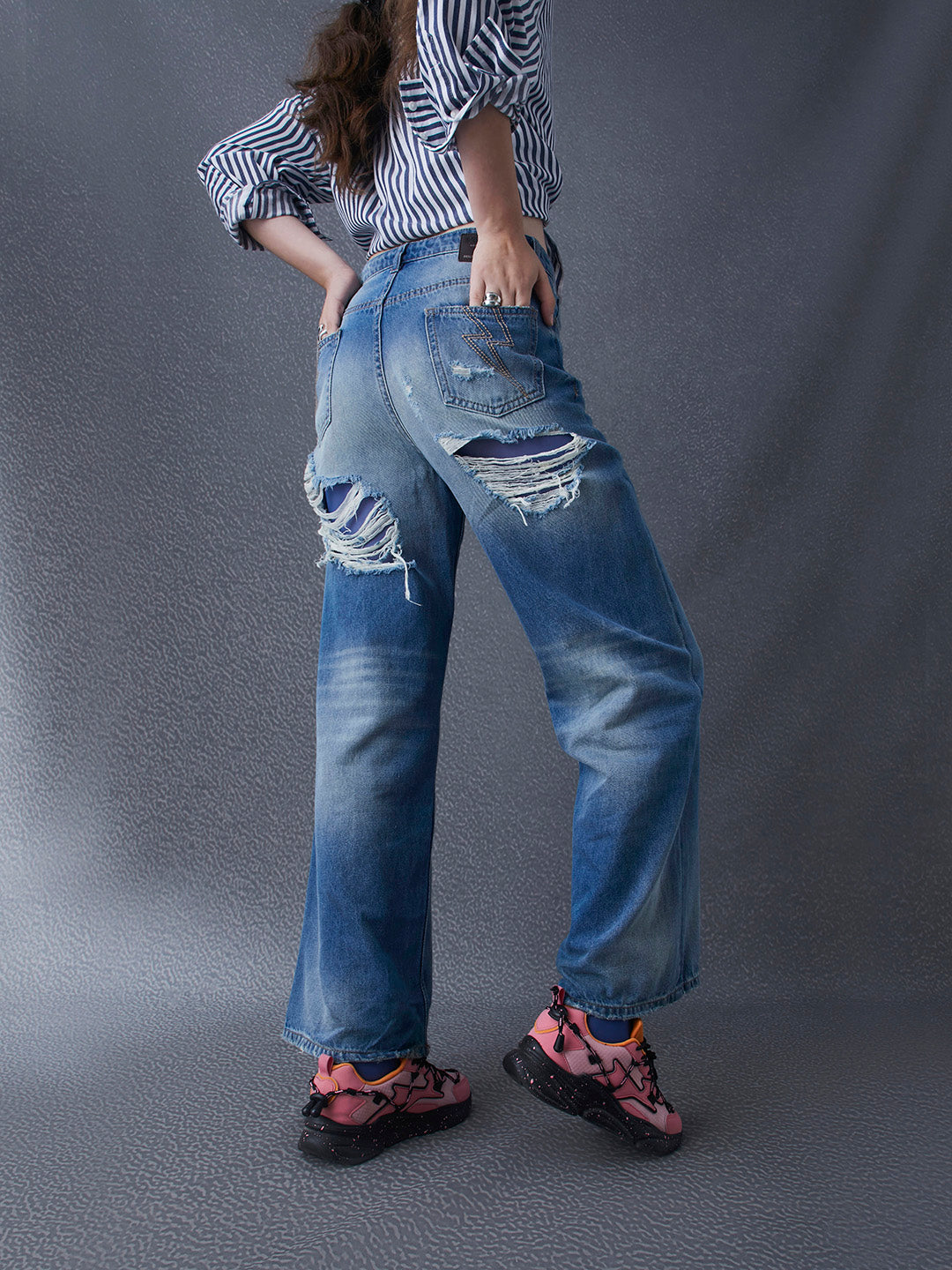 Women Wideleg High Waist Cotton Indigo Jeans