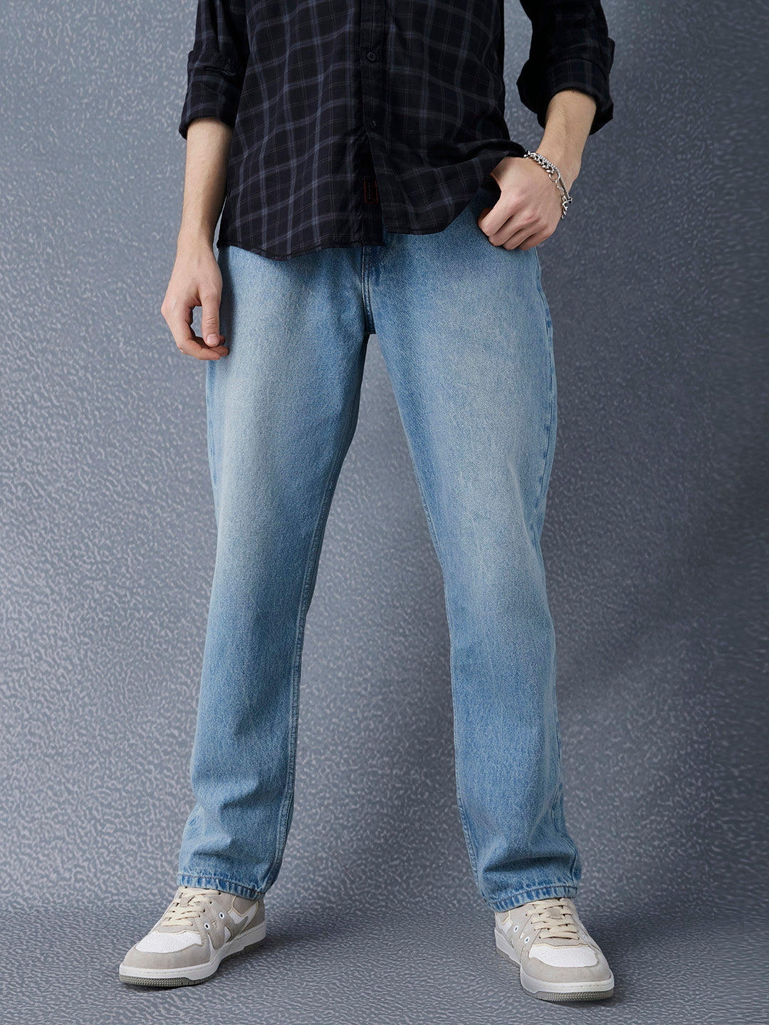 Men Straight Fit Heavy Wahed Cotton Indigo Jeans