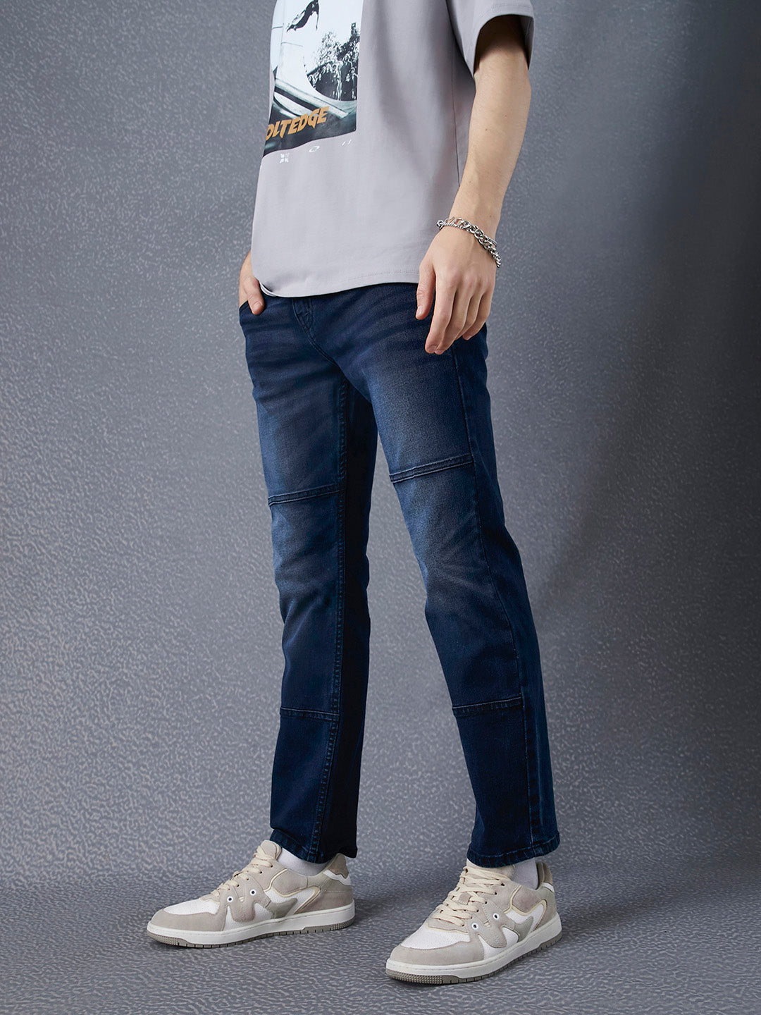 Men Slim Fit Cotton Stretch Dark Indigo Jeans