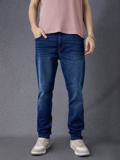 Men Premium High Stretch Slim Fit Blue Jeans