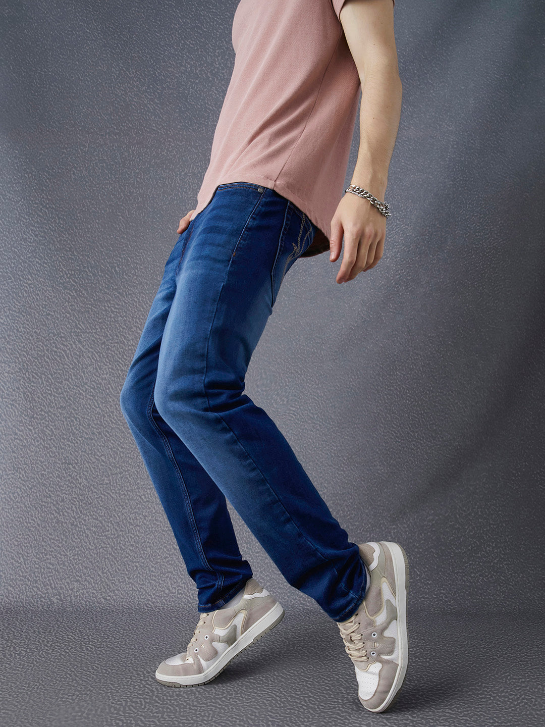 Men Premium High Stretch Slim Fit Blue Jeans