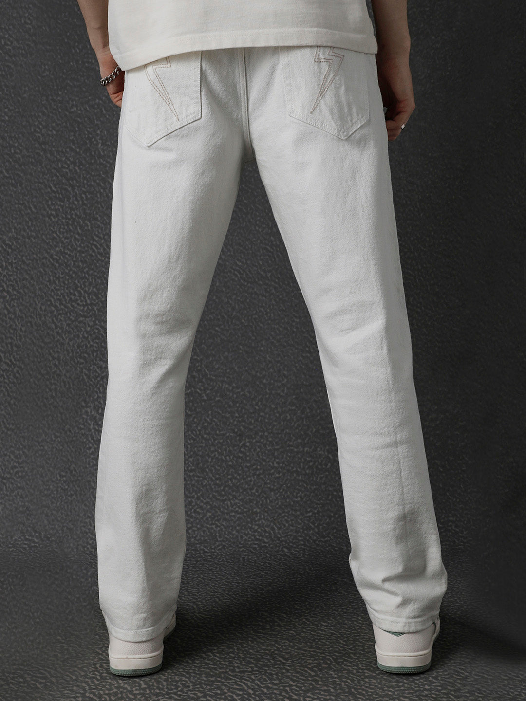 Men Premium High Stretch Straight Fit White Jeans