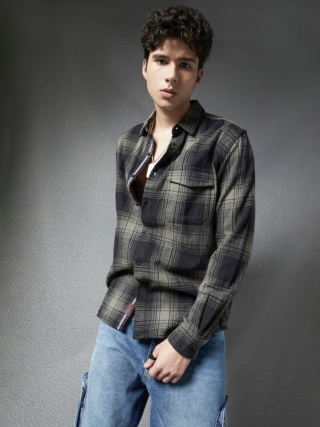 Men Premium Realxed Fit Street Vibe Cotton Plaid Casual Shirt